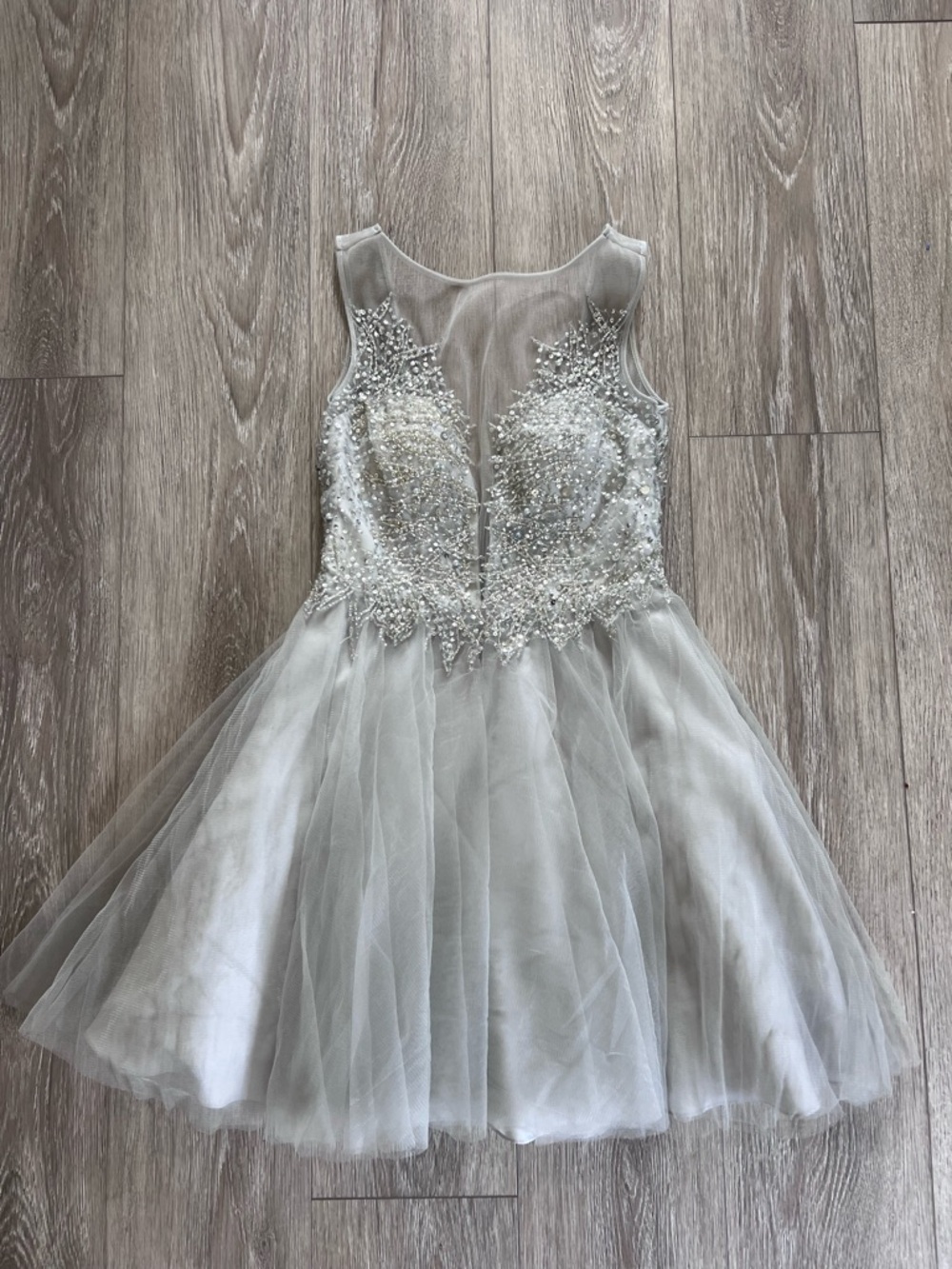 Basix Black Label Silver Beaded Mini Cocktail Dress
